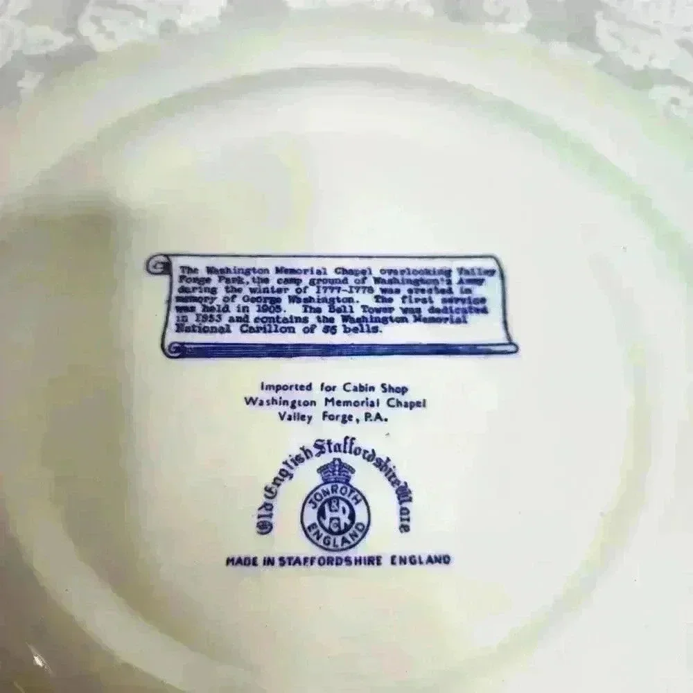 Staffordshire Plate Antique Washington Memorial Chapel Valley Forge - Picture 4 of 5